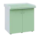 PP - 105 pult přebalovací s matrací, 2-dveřový, 1000x1000x800, korpus bílý, dvířka šedo-zelinkavá, k